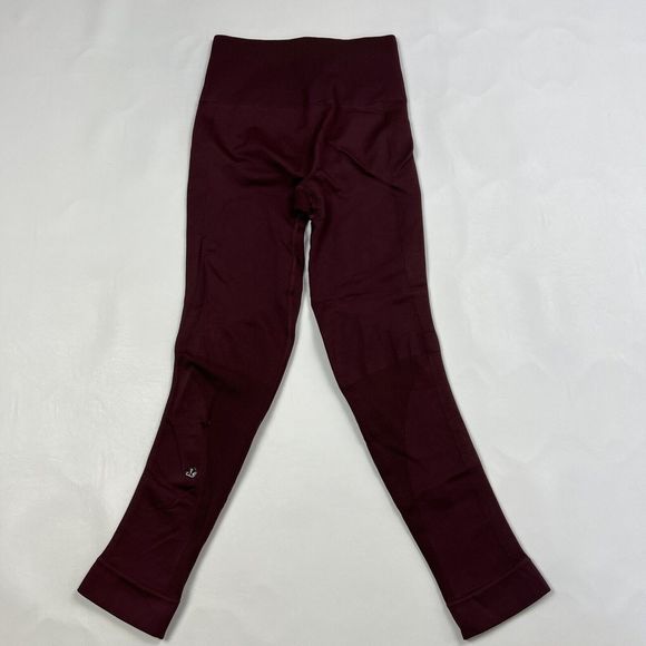 LULULEMON In The Flow Crop Leggings Heathered Bourdeaux Athleisure Womens 4 READ - Picture 6 of 7